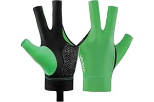 FITFIV Billiards Glove Professional 3-Finger Pool Glove for Left Hand, Snooker Cue Gloves for Men and Women