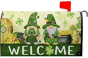 Sweetshow Happy St Patricks Day Mailbox Cover Lucky Shamrock Truck Magnetic Mailbox Covers Lucky Clover Green Mailbox Welcome Large Post Letter Box Covers Garden Yard Home Decor for Outside 21" x18"