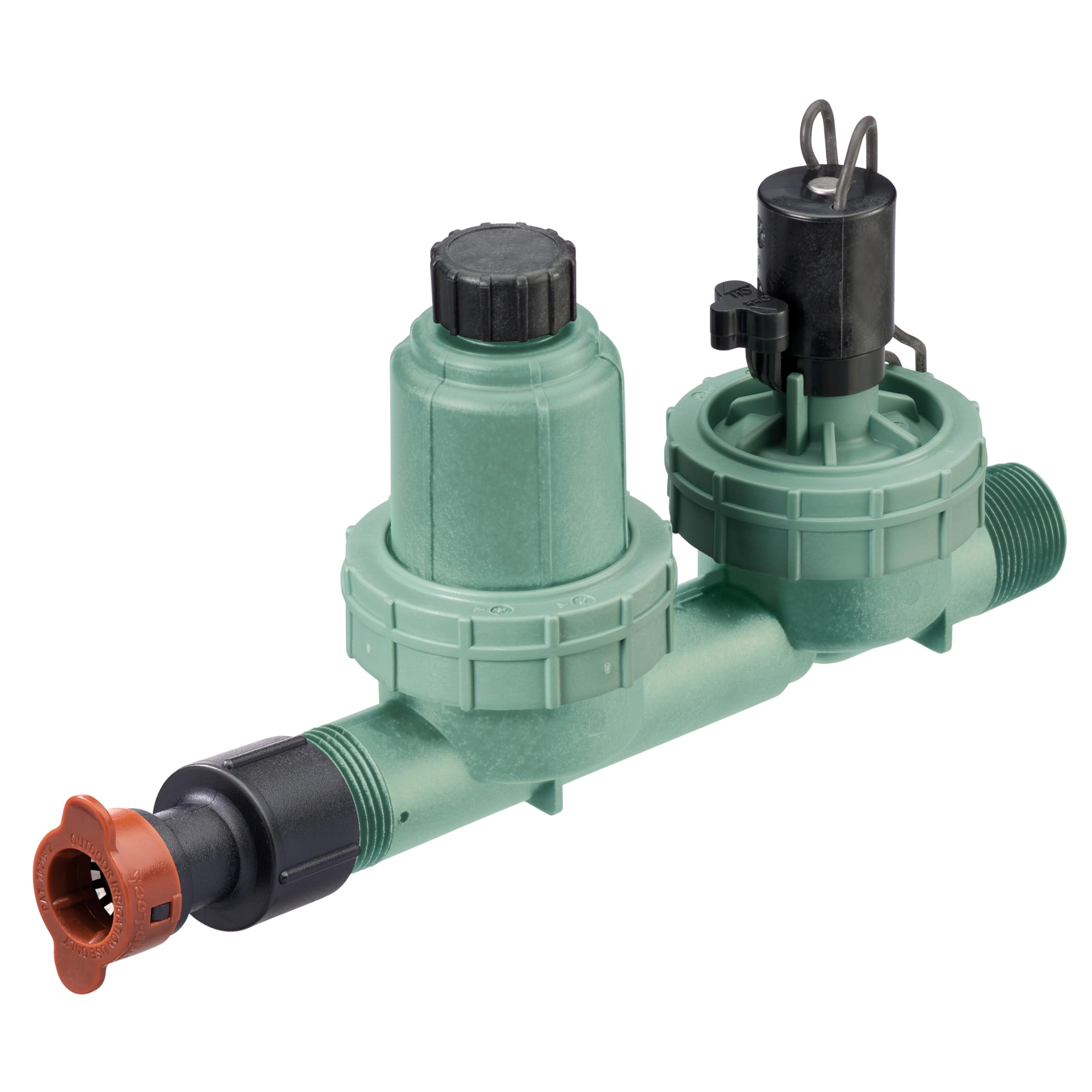 Photo 1 of *******************missing cap*******************
Orbit 67790 1" MPT 4-in-1 Drip Sprinkler Valve, Filter, Pressure Regulator, and Drip Irrigation Drip Tubing Adapter