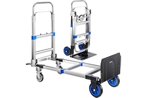 Leomru Pro 2 in 1 Aluminium Hand Truck Dolly 660lbs Capacity, Heavy Duty Convertible Hand Truck W/Pneumatic Wheels, Foldable Dolly Cart Collapsible Dolly for Moving with Retractable Handle