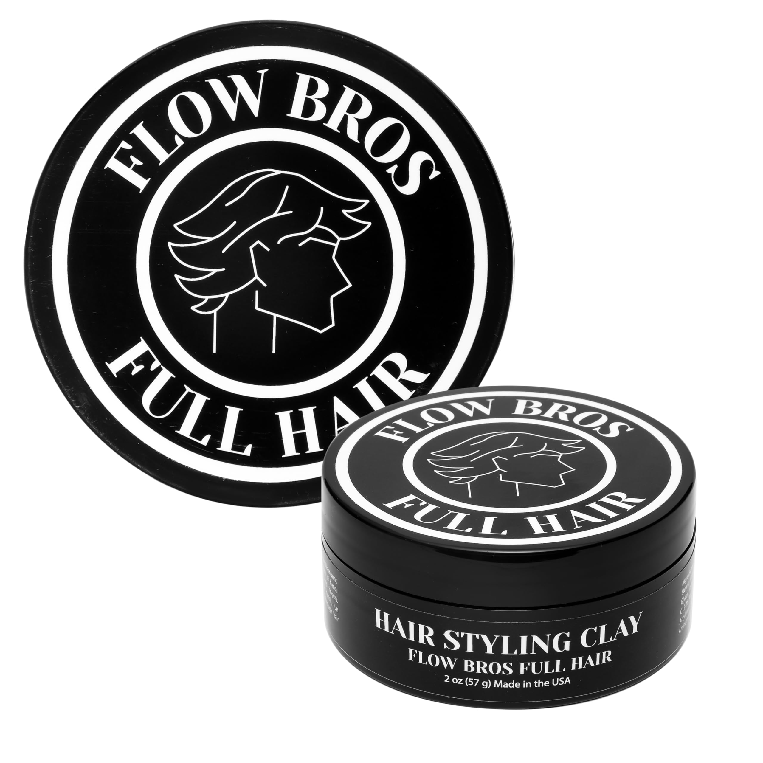 Flow Bros Men's Hair Clay - Strong Hold, Nourishing Formula, Low Shine - Adds Volume and Texture - 2oz