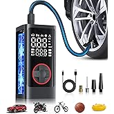Tire Inflator Portable Air Compressor, 150PSI Cordless Air Pump for Car Tires, Bike Tire Pump with Pressure Gauge, Auto Shut Off, LED Light for Car Motorcycle Bicycle