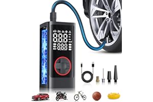 PUMPTIVA Tire Inflator Portable Air Compressor, 150PSI Cordless Air Pump for Car Tires, Bike Tire Pump with Pressure Gauge, Auto Shut Off, LED Light for Car Motorcycle Bicycle