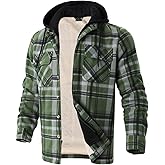 Heavy Thick Flannel Plaid Jacket Sherpa Fleece Lined Hoodies for Men Zip Up Winter Warm Coat Buffalo Zipper Sweatshirt