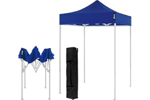 AMERICAN PHOENIX Canopy Tent 5x5 feet Party Tent Gazebo Canopy Commercial Fair Shelter Car Shelter Wedding Party Easy Pop Up (5'x5' (White Frame), Blue)