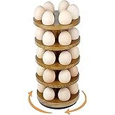 HOMELYSTBO Wooden Fresh Egg Holder Countertop, 5 Layer Rotating Countertop Egg Holder for Fresh Eggs, Stackable with 30 Eggs for Countertop Kitchen-Browm