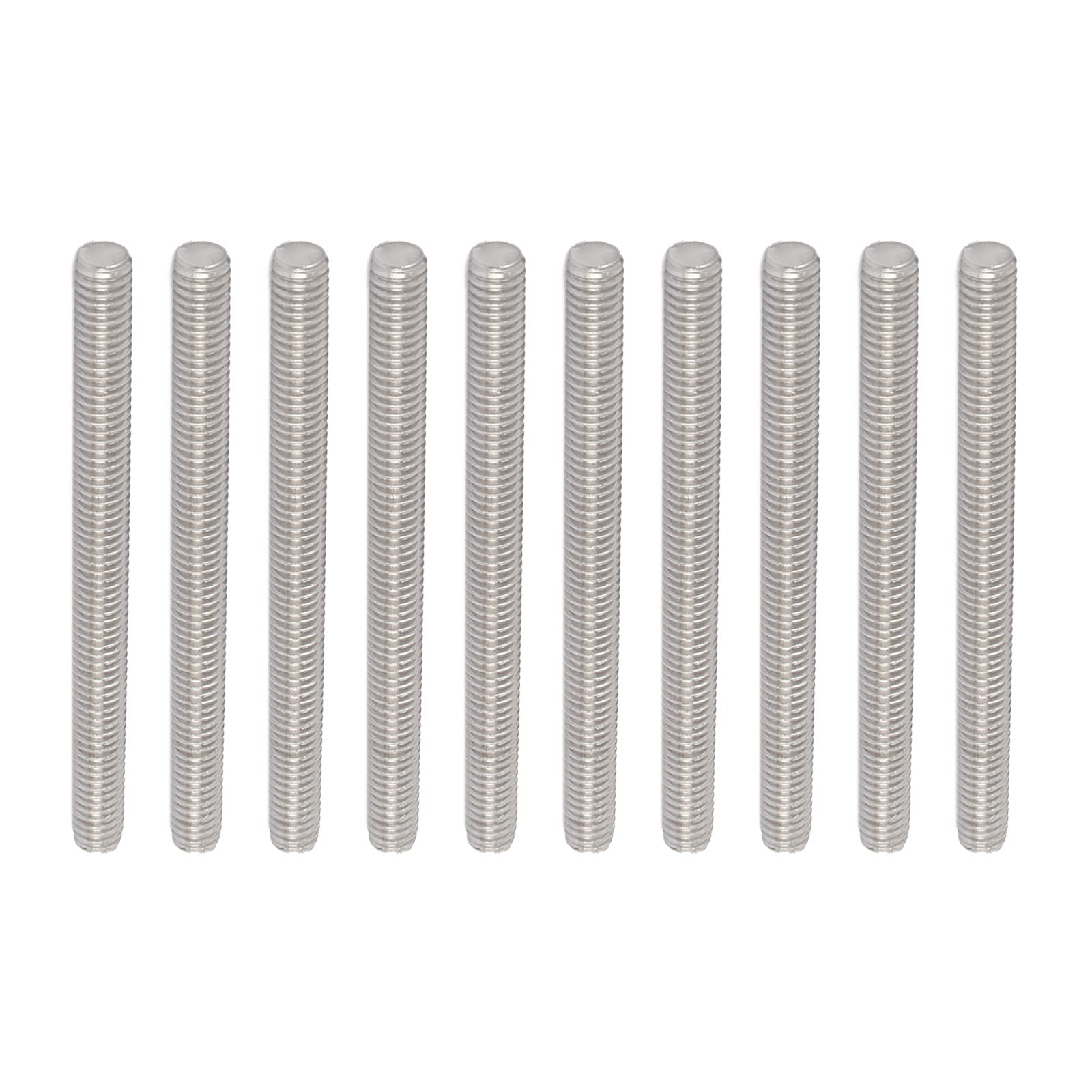 Rebower Fully Threaded Rod 304 Stainless Steel Rod Bar Studs, [for Clamps and U-Bolts] - M6 x 70mm Male Threaded /Silver/10Pack