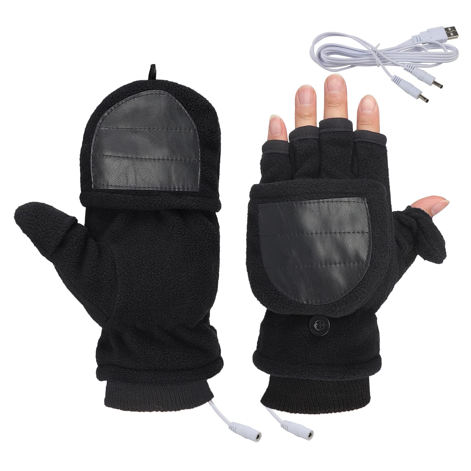 Women Winter Fingerless Heated Gloves for Arthritis Hands 5V USB Hand Heating Warmer Gloves for Men Electric Thermal Gloves Knitting Mittens