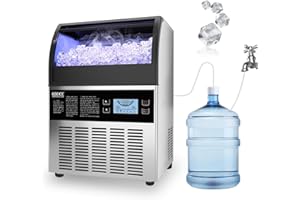 GSEICE Commercial Ice Maker Machine,200lbs Stainless Steel Under Counter ice Machine with 70lbs Ice Storage Capacity,90 Ice Cubes in 12-15 Min, Freestanding Ice Maker for Home Office Restaurant