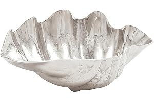 Deco 79 Aluminum Metal Shell Decorative Decorative Bowl Shell Decorative Container, Decorative Keepsake Box 17" x 11" x 7", Silver