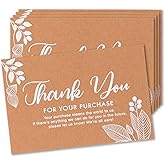 MATICAN Thank You For Your Order Cards, 50-Pack Thank You For Your Purchase Cards, Kraft, 4 x 6 Inches, Postcard Size