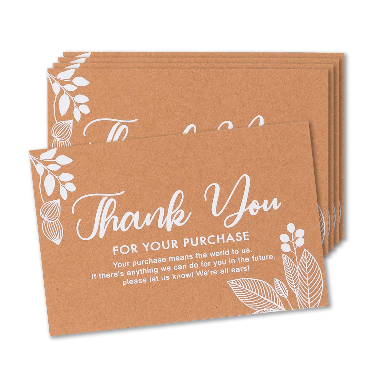 Thank You For Your Order Cards, 50-Pack Thank You For Your Purchase Cards, Kraft, 10.16 x 15.24 cm, Postcard Size