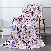 Butterflies Butterfly Throw Blanket Soft Warm Flannel Fleece Bed Blanket Gift for Men Women Girls Boys Chair Couch car 50"x40"
