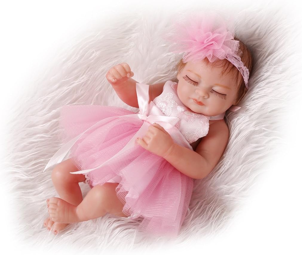 Prezzo Nicery Reborn Baby Doll Hard Simulation Silicone Vinyl 10inch 26cm Waterproof Bath Child Toy Present Flower Pink Girl with Eyes Closed Mohair with Acrylic Eyes A3US Offerte