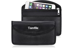 TAMFILE Fireproof Faraday Bag with Zipper Anti-Tracking GPS RFID Car Key Signal Blocker Wallet Shielding Pouch Protective Case for Cell Phone Privacy and Car Key FOB (2 Pack)