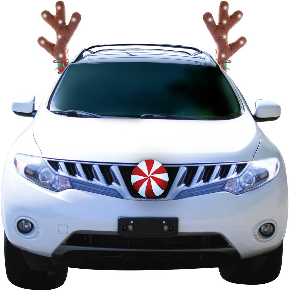 amazon com wow antlers 14 led vehicle reindeer antlers with candy cane nose automotive led vehicle reindeer antlers