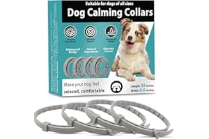 GIOVARA Calming Collars for Dogs, 4 Packs Dog Calming Collar Contains Long Lasting Pheromone for 60 Days, Separation/Stress/Anxiety Relief for Dogs, Adjustable for Small Medium Large Dog (Grey)