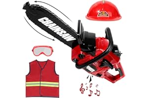 Popsunny Toy Tools for Kids 3–5 Years, Toddlers Construction Playset with Worker Vest & Electric Chainsaw, Durable Pretend Play Birthday Gift for Boys Girls