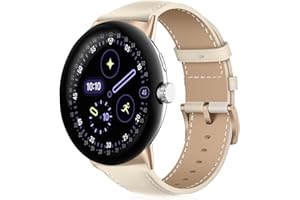 VanHooc Slim Leather Watch Bands Compatible with Google Pixel Watch 4 41mm/Pixel Watch 3 41mm/2/1, Classic Leather Wristband,