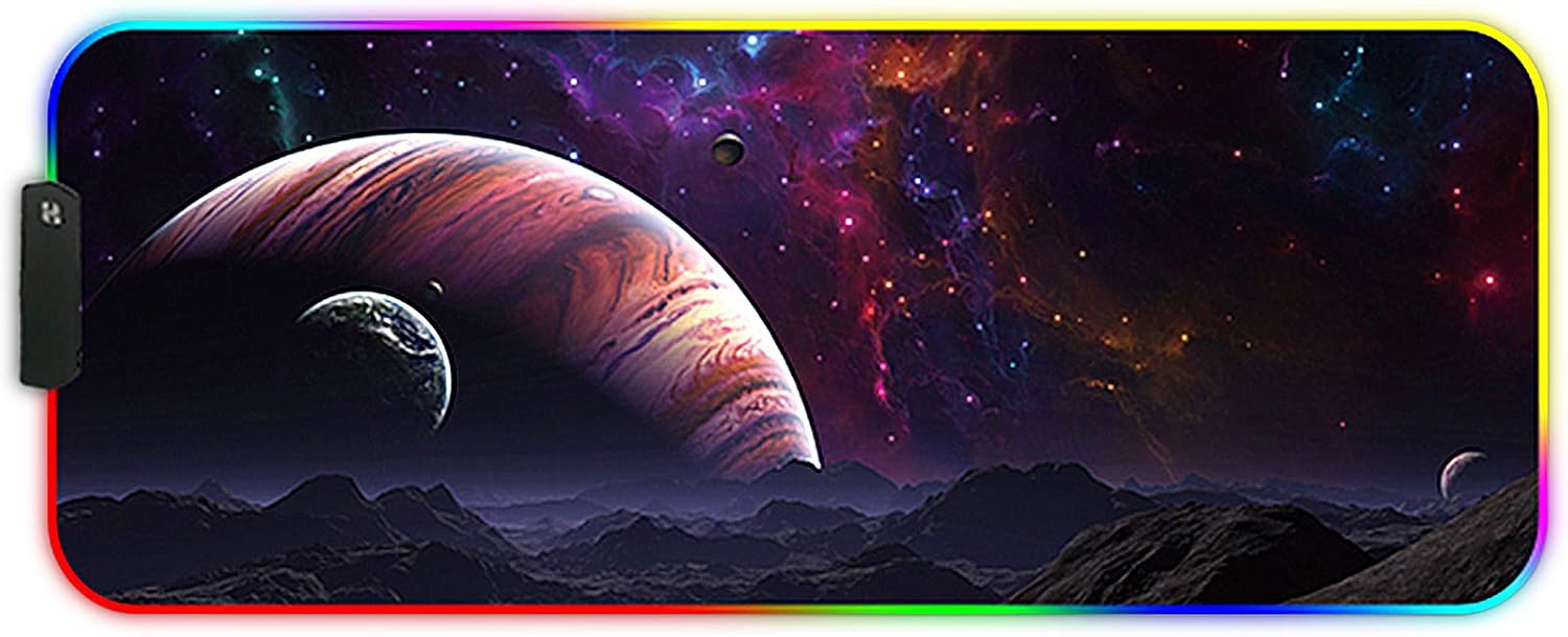 DORRISO Large RGB Gaming Mouse Pads 800x300x4mm Led Mousepad Soft Computer Keyboard Mice Mat for Macbook PC, Laptop