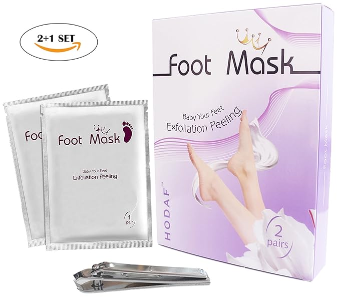 2 Pairs Foot Peel Mask with 1 Pack Nail Clipper,Exfoliating
