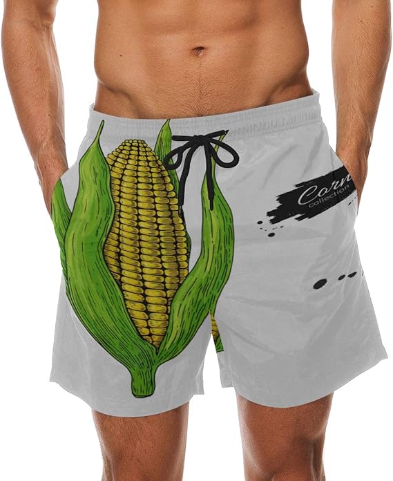 RYUIFI Man Swimming Trunks A Sweet Corn Elastic Waist Mens Fun Swim
