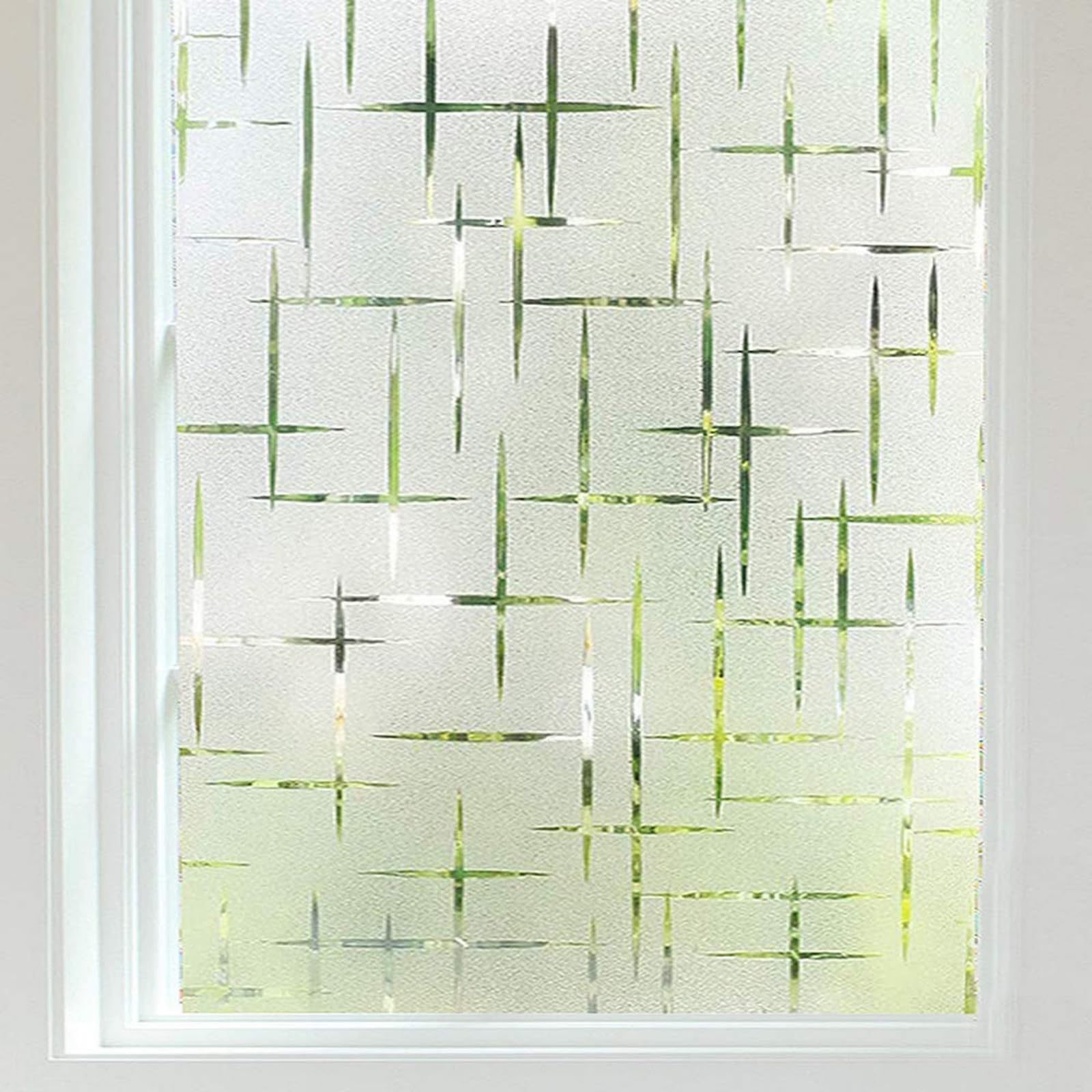 Finnez Frosted Window Film Non-Adhesive, Frosting Privacy Film for Glass Windows, Self Static-Cling Decorative Window Cling for Home Office UV Protection Cross Pattern, 35.4 x 78.7 inches Image Finnez Frosted Window Film Non-Adhesive, Frosting Privacy Film for Glass Windows, Self Static-Cling Decorative Window Cling for Home Office UV Protection Cross Pattern, 35.4 x 78.7 inches Image