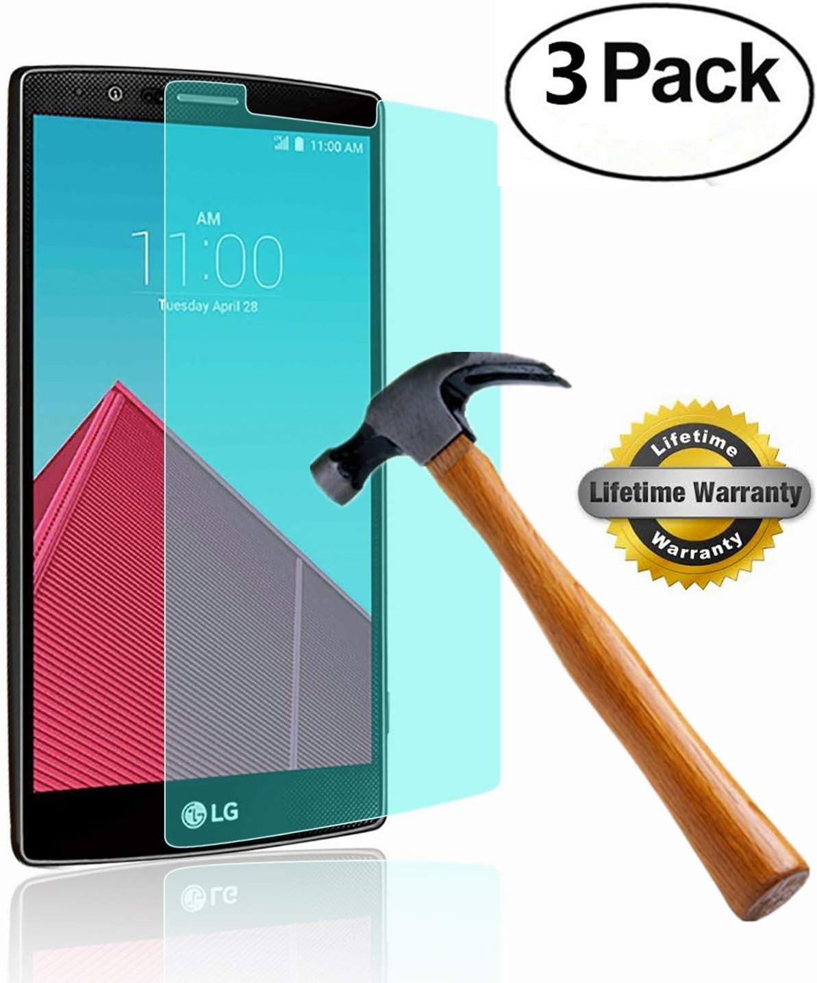 LG G4 Screen Protector, SOOYO(TM) Premium Tempered Glass Screen Protector (2.5D Round Edge/99% Clarity/Shatter-Proof/Bubble Free) for LG G4-[3Pack]