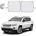 Kewucn 2 PCS Windshield Sun Shade Reflective Fabric, Foldable Auto Front Window Sunshade Protection, 99% UV Rays and Sun Heat Blocker and Keeps Vehicle Cool, Car Accessories (33"×36", Silver)