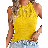 ChiaoLezhee Women's Summer Knit Tank Tops, Racerback High Neck Lightweight Sweater Vest, Dressy Casual Outfits