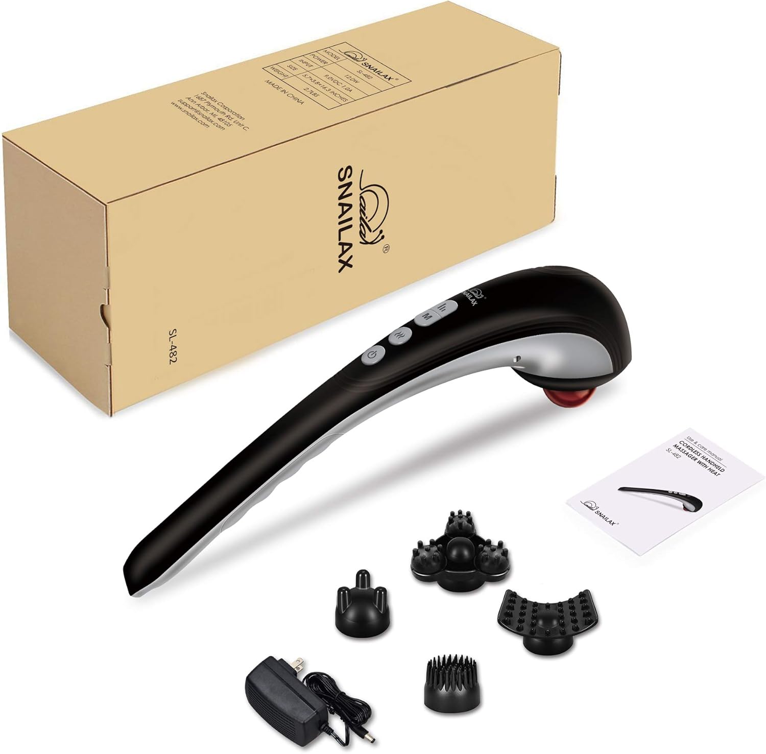 Snailax Cordless Handheld Back Massager - Rechargeable Percussion Massage with Heat, Deep Tissue Massager for Neck Shoulder Waist Leg Foot Back Pain Relief, Portable Wand Massager for Full Body: Health & Personal Care