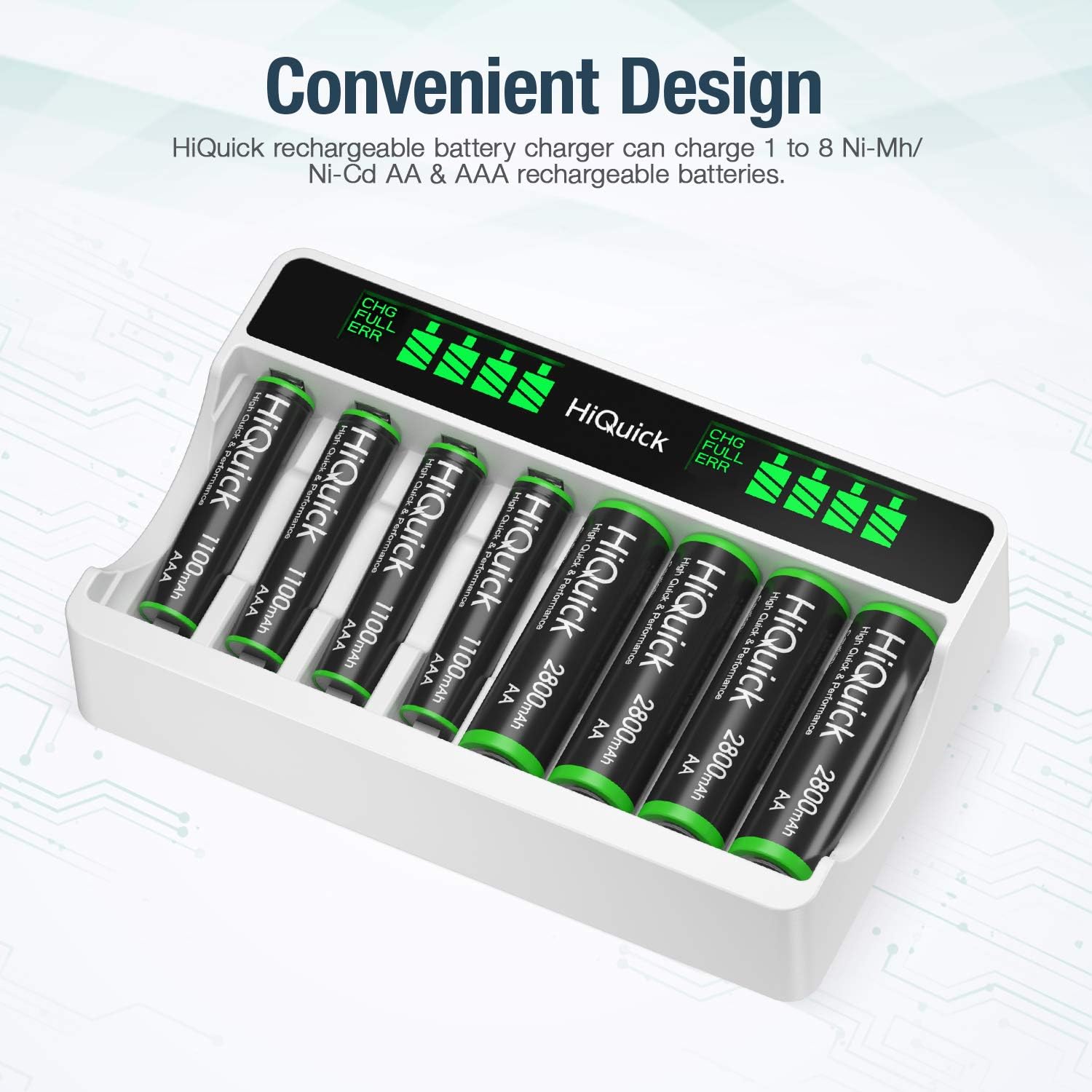HiQuick LCD 8-slot Battery Charger for AA & AAA Rechargeable Batteries, 5V 2A Type C Input - Image 4