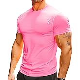RGJU Mens Running Shirt Quick Dry Fit Short Sleeve Performance T-Shirt Moisture Wicking Ourdoor Active Wear Reflective