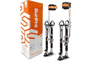 SurPro Single-Sided Drywall Stilts, Magnesium Base, 26” - 40” Height, QuadLock Contractor-Grade Stilts with Patented Flexion Foot System (S1X-M-2640) for Drywallers, Painters, Stilts Drywall