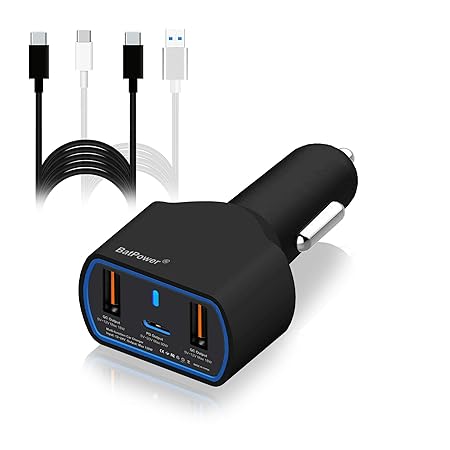 BatPower UL 120W 90W PD USB-C Auto-Ladegerät für HP Spectre X360 Surface Book 2 Apple Dell XPS Razer Lenovo Asus Acer Laptop 