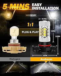 Auxbeam 5201/5202/9009 LED Fog Light Bulbs, 6500K