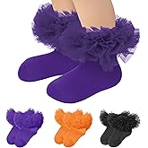 Zando Toddler Ruffle Socks for Girls Princess Dress Baby Ballerina Tutu Socks with Lace Frilly 1-10 Years