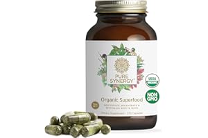 PURE SYNERGY Superfood Capsules | Organic Superfood & Greens Supplement | Whole Foods Like Super Greens, Spirulina, & Mushrooms | for Energy, Healthy Aging & Immune Health (270 Capsules)