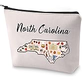 BLUPARK North Carolina Map Cosmetic Bag - Travel Makeup Bag Gift For Someone Moving
