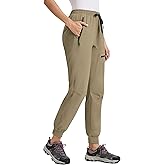 Tallemon Womens Tall Hiking Pants 30/32/34 Inseam Lightweight Joggers Quick Dry 4 Pockets Travel Athletic Cargo UPF50+ 30" Khaki Small