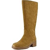CUSHIONAIRE Sawyer Genuine Leather Tall Chunky Heel Womens Boots - Pull On Casual Knee High Boots for Women
