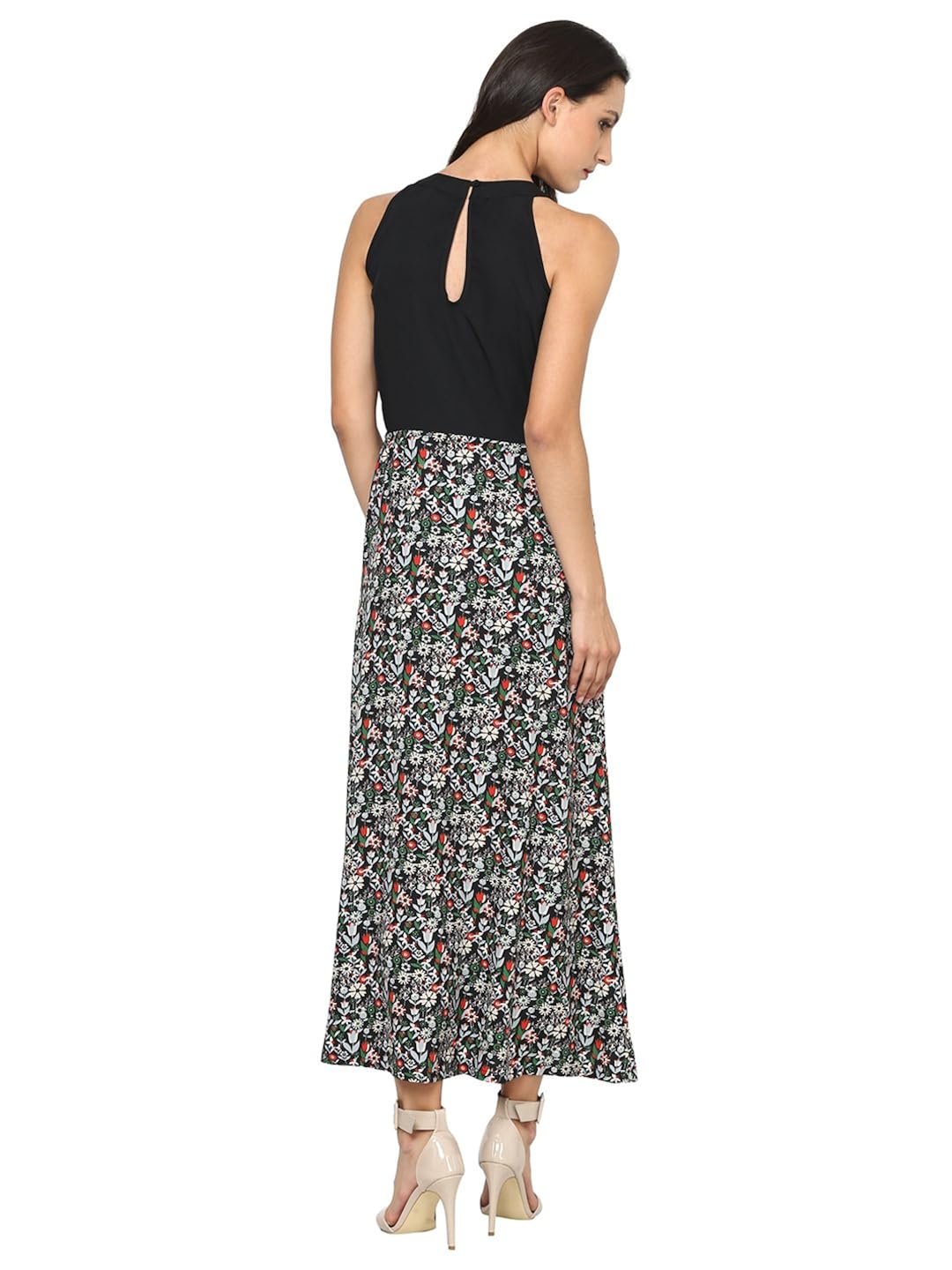 the gud look women's flower print halter neck long maxi dress