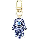 Jasimkiss Evil Eye Keychain Hamsa Hand keychain Protection Charm for Men Women Car Key Ring Bag Purse Accessories