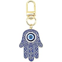 Pendentif Main De Fatima Et Mauvais Œil - 2 Pièces Doré Et Bleu - Amulette Protection Pour Voiture, Maison - Cadeau - 9