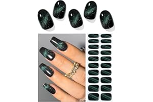 Wahrshei Semi Cured Gel Nail Strips, 20pcs Classic Cat Eye Gel Nail Stickers Work with UV, Easy to Use And Remove