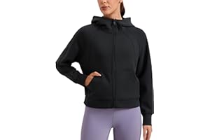 CRZ YOGA Womens SoftAura Full Zip Up Hoodie Workout Casual Hooded Sweatshirt Long Sleeve Athletic Jacket