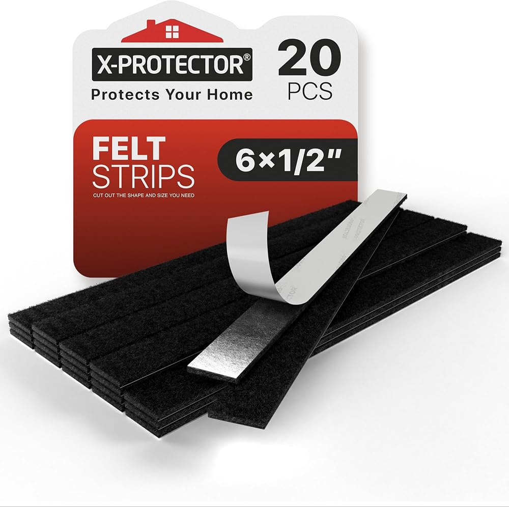 X-Protector 20 Pcs Chair Leg Floor Protectors Felt Strips Adhesive