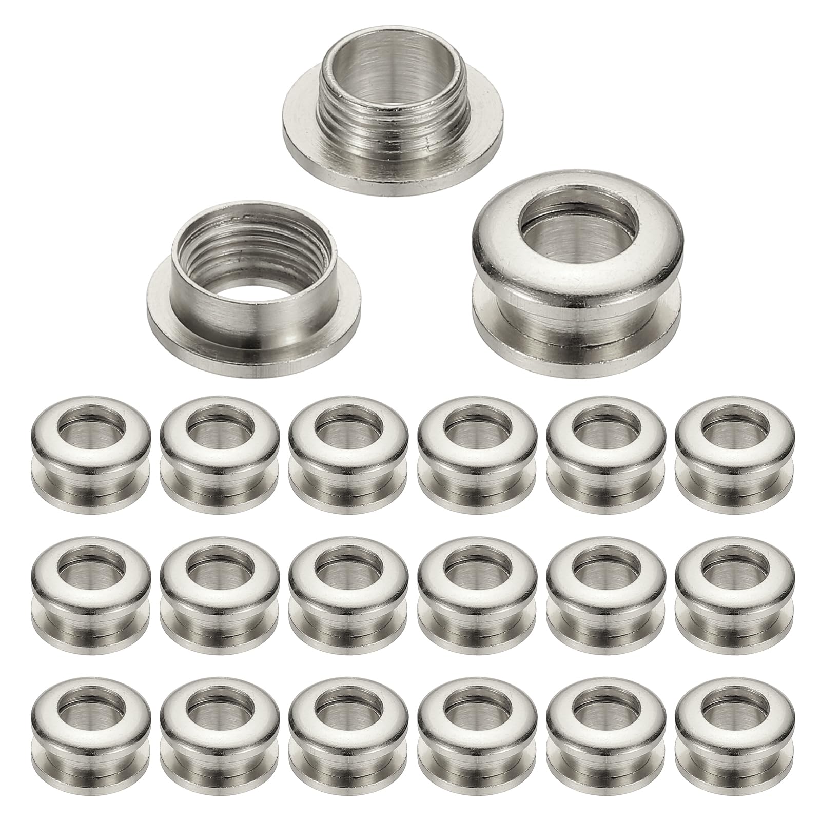 PATIKIL 7mm(2/7 inch) Solid Brass Hole Eyelets, 20 Pcs Arc Surface Self Backing Grommets with Washer for Shoes Clothes Crafts Bag Leather Craft, Silver Tone — image 1