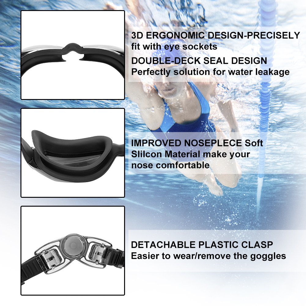 HUNDA Gafas de Natación Profesional Anti Niebla y Protección UV Amplia Visión para Hombres,Mujeres,Niños