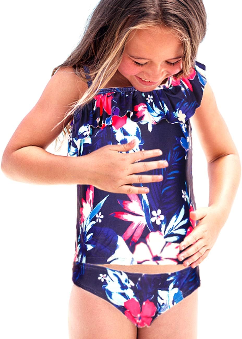 Girls Two Piece Beach Wear Floral Tankini Swimwear